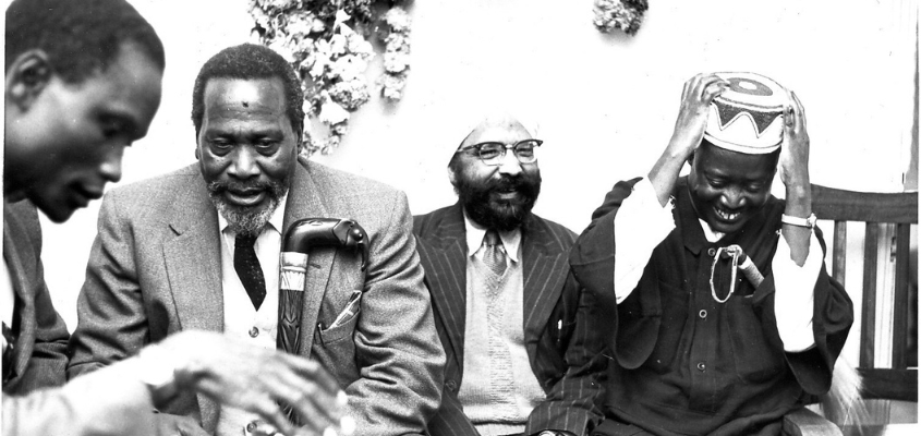 (from left) Achieng Oneko, Jomo Kenyatta, Makhan Singh, and Jaramogi Oginga Odinga. Photo courtesy: Amarjit Chandan Archive