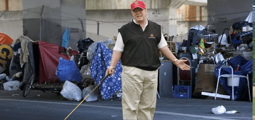 Trump visits a homeless encampment