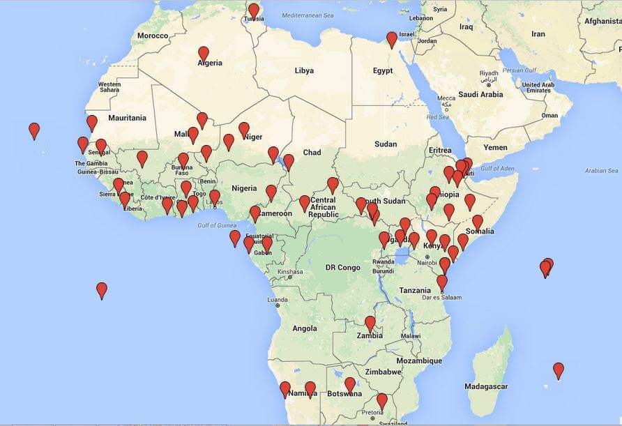 U.S. military outposts, port facilities, and other areas of access in Africa, 2002-2015 (Nick Turse/TomDispatch, 2015)