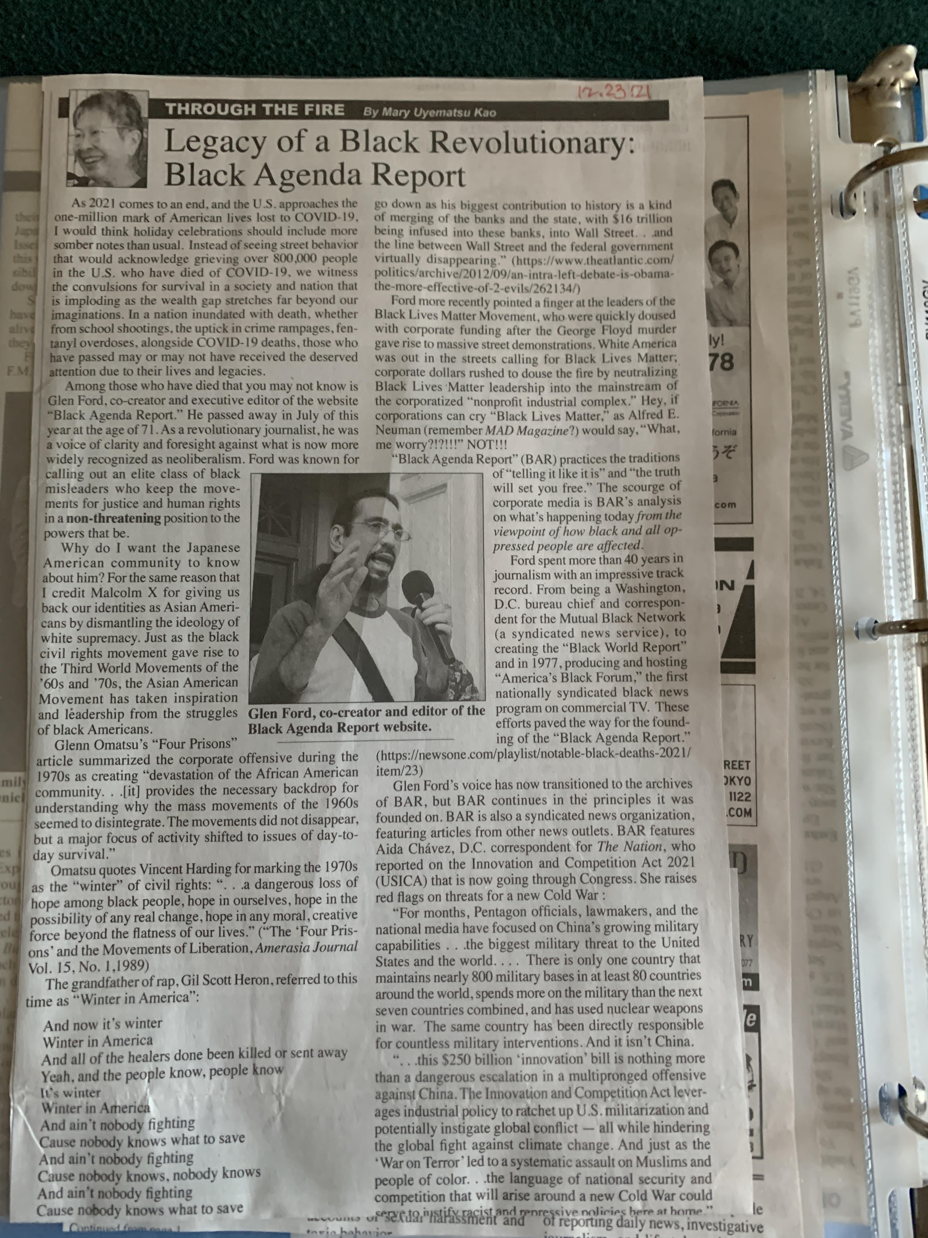 Legacy of a Black Revolutionary:  Black Agenda Report (BAR) 