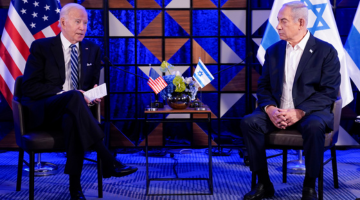 Joe Biden and Benjamin Netanyahu in Tel Aviv, Israel