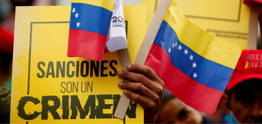 Venezuelan people protest against sanctions