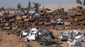 Destroyed cars in Israel