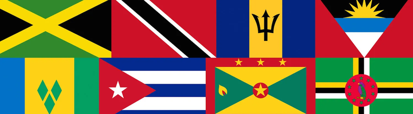 Collage of flags of Caribbean nations
