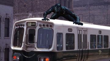 Black Panther riding subway car