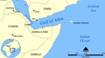 Map of Ethiopia, Somalia, in the Red Sea